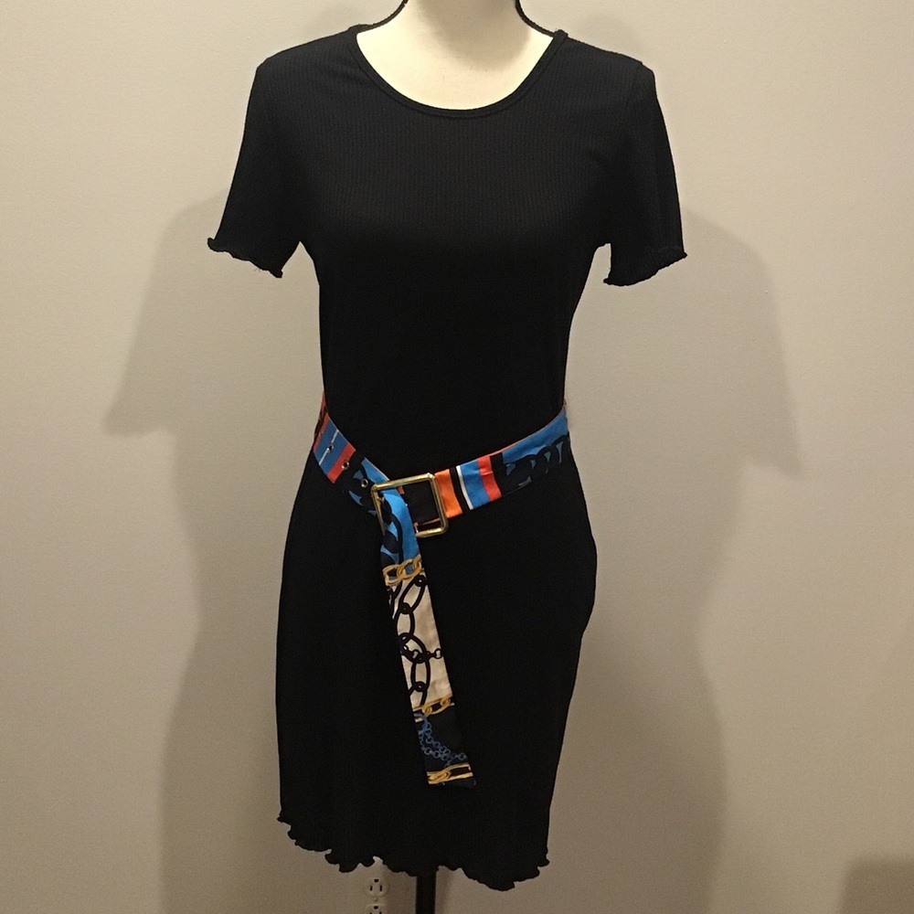 ribbed mini dress with free zara belt euc.